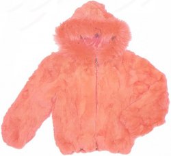 Winter Fur Kid's Pink Genuine Rex Rabbit Jacket with Fox Trimmed Hood K08R02.