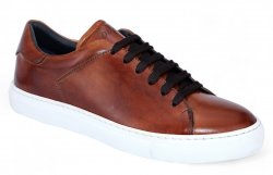 Duca Di Matiste "Monza" Brandy Genuine Italian Calf Leather Sneakers.