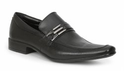 Giorgio Brutini "Gideon" Black Genuine Leather With Metal Bracelet Loafer Slip-on Shoes