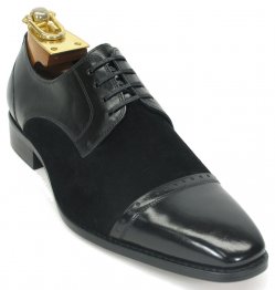 Carrucci Black Genuine Leather / Suede Oxford Shoes KS2240-03