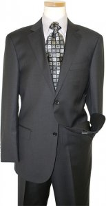 Jeffrey Banks Solid Charcoal Grey Super 140's Wool Suit ZZ33593