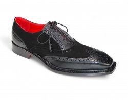 Emilio Franco "Antonio" Black Genuine Italian Suede Leather Lace-Up Dress Shoes.