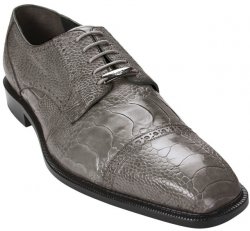 Belvedere "Lucca" Light Grey All-Over Genuine Ostrich Shoes