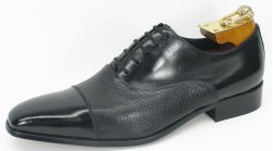 Carrucci Black Genuine Deer / Calf Leather Lace-up Oxford Shoes KS2240-01.