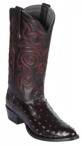 Los Altos Black Cherry Full Quill Ostrich Round Toe Cowboy Boots 650318