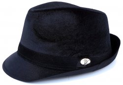 Bruno Capelo Black Velvet Fedora Dress Hat FD-270