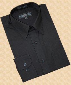 Daniel Ellissa Solid Black Cotton Blend Dress Shirt With Convertible Cuffs DS3001