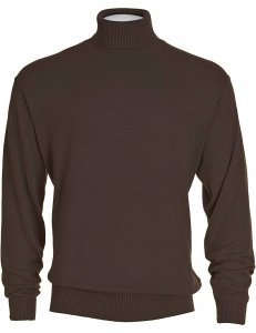 Bagazio Brown Cotton Blend Turtleneck Sweater Shirt VT042