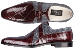 Fennix Italy Wine / Medium Grey All-Over Genuine Alligator Shoes 3374