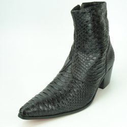 Fiesso Black PU Leather Snake Print Boot with side Zipper FI7240 .