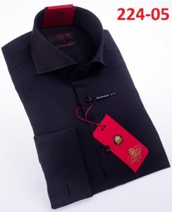 Axxess Black Cotton Modern Fit Dress Shirt With French Cuffs 224-05.