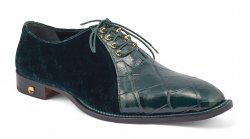 Mauri "Lenox" Hunter Green Genuine Body Alligator / Velvet Embossed Oxford Shoes 4948.