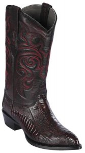 Los Altos Black Cherry Genuine Ostrich Leg J Toe Cowboy Boots 990518