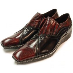Fiesso Black / Red Genuine Leather Shoes With Stitching On The Side - FI6440