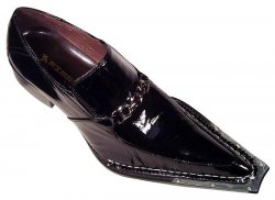 Fiesso Black Metal Tip Patent Leather Shoes FI6200 w/ Bracelet