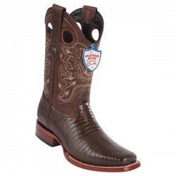 Wild West Brown Genuine Teju Lizard Rubber Sole Square Toe Cowboy Boots 28190707