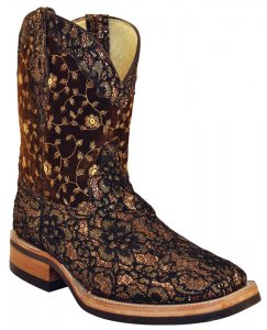 Ferrini Ladies 62793-38 Gold Cool Floral Leather Cowgirl Boots