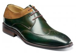 Stacy Adams "Hewlett" Olive Multi Genuine Suede / Leather Wingtip Oxford Shoes 25314-988.