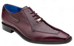 Belvedere "Biagio" Antique Burgundy Genuine Ostrich / Italian Calf Leather Lace-Up Dress Shoes B13.