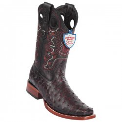 Wild West Black Cherry Genuine Full Quill Ostrich Square Toe Cowboy Boots 28180318