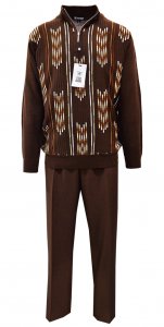Stacy Adams Brown / Rust / Cream Half-Zip Pullover 2 Piece Sweater Outfit 1310
