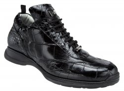 Mauri "Lusso" 8501 Black All-Over Genuine Alligator Nappa Leather Sneakers.