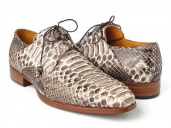 Paul Parkman ''022SNK'' Natural Genuine Python Snakeskin Ghillie Lacing Shoes.