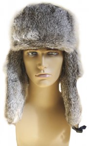 Winter Fur Grey Genuine Rabbit Fur Hat.