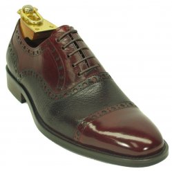 Carrucci Burgundy Genuine Deer Leather Oxford Shoes KS500-22.