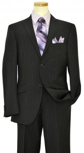 I-Deal By Zanetti Black / Lavender Stripes Super 140's Wool Suit UE90020