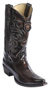 Los Altos Brown Genuine Chamaleon Leather Snip Toe Cowboy Boots 944207