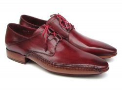 Paul Parkman Burgundy Genuine Leather Ghillie Lacing Handsewn Oxford Dress Shoes 022-BUR