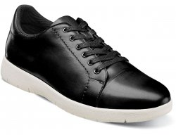 Stacy Adams "Hawkins" Black Genuine Burnished Leather Cap Toe Lace Up Sneakers 25294-001.