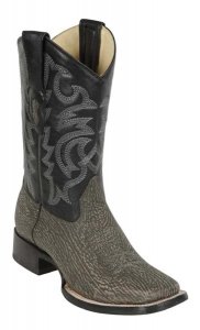 Los Altos Bustic Gray Genuine Sharkskin Wide Square Toe Cowboy Boots 8220909