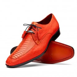 Marco Di Milano ''Andretti'' Orange Genuine Ostrich Leg Dress Shoes