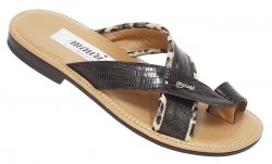 Mauri "1201/1" Dark Brown Genuine Lizard / Patent Maculated Leather / Leopard Sandals