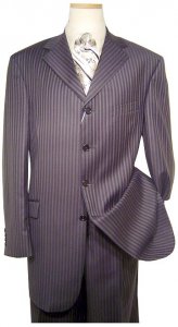 Extrema by Zanetti Black/Cream Stripes Super 140'S Wool Suit
