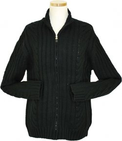 Cielo Black Knitted Zip-Up Jacket Sweater K162