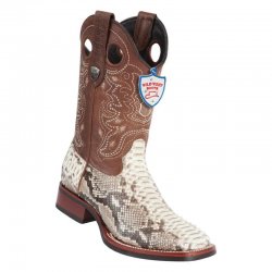 Wild West Natural Genuine Python Square Toe Rubber Sole Cowboy Boots 28255749