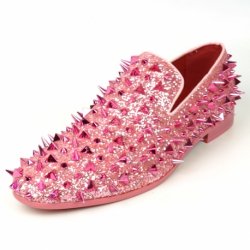 Fiesso Pink Glitter Pink Spikes Slip on Loafer FI7517.