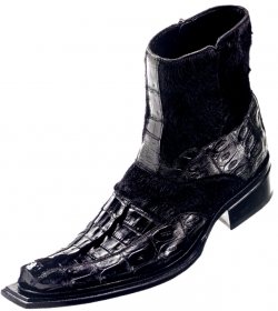 Mauri "Royal" 42746 Black Genuine Hornback Baby Crocodile / Pony Hair Boots