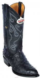 Los Altos Black All-Over Ostrich J - Toe Print Cowboy Boots 3990305