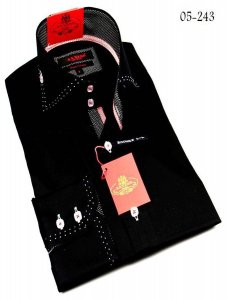 Axxess Black Handpick Stitching 100% Cotton Dress Shirt 05-243