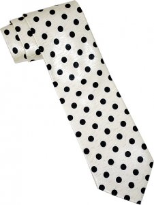 Vittorio Farina Cream With Black Polka Dots 100% Woven Silk Necktie/Hanky Set