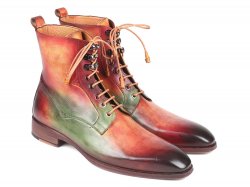 Paul Parkman "BT533SPR" Green / Camel / Burgundy Leather Boots.