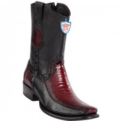 Wild West Faded Burgundy Genuine Ostrich Leg With Deer Dubai Toe Cowboy Boots 279BF0543