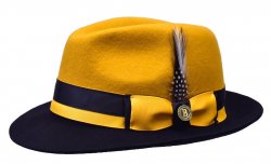 Bruno Capelo Gold / Black Australian Wool Fedora Dress Hat CA-349