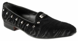 Mauri 3061 Black Camouflage Genuine Suede With Studs Loafer Shoes.