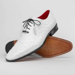 Marco Di Milano "Criss" White Fully Wrapped Genuine Ostrich Quill Sneakers