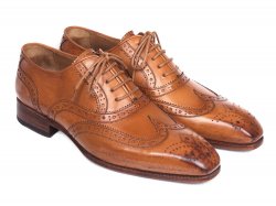 Paul Parkman ''5447-CGN" Cognac Genuine Leather Wingtip Shoes.